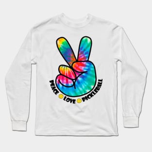 Peace Love Pickleball Groovy Tie Dye Long Sleeve T-Shirt